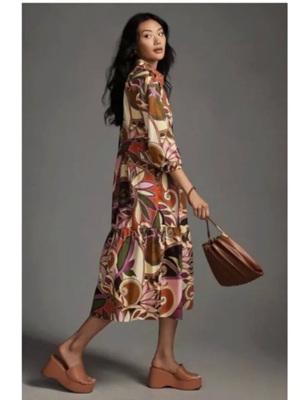Anthropology Maeve Bettina Tiered Shirt Dress 100% Cotton